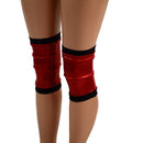 4PC Red and Black Wrestling Shorts, Crop Top and Knee Pad Covers Set - Coquetry Clothing