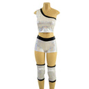 4PC Wrestling Shorts, Crop Top and Knee Pad Covers Set - Coquetry Clothing