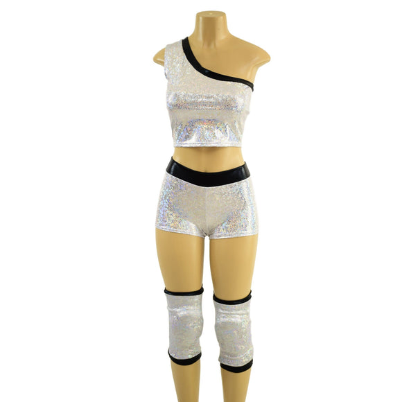 4PC Wrestling Shorts, Crop Top and Knee Pad Covers Set - Coquetry Clothing