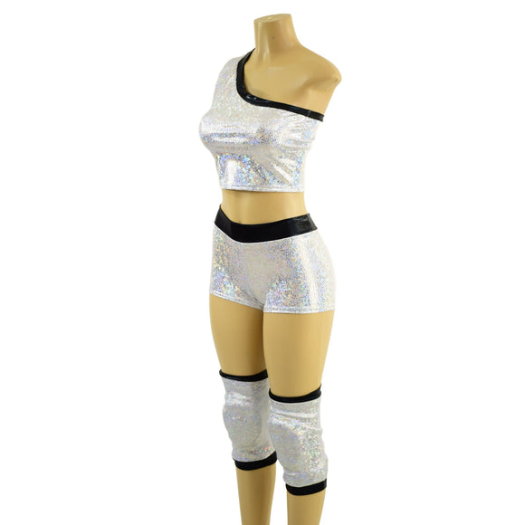 4PC Wrestling Shorts, Crop Top and Knee Pad Covers Set - Coquetry Clothing