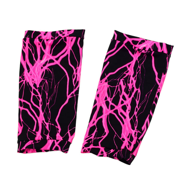 Mens or Womens Neon Pink Lightning Wrestling Knee Pad Covers - 2