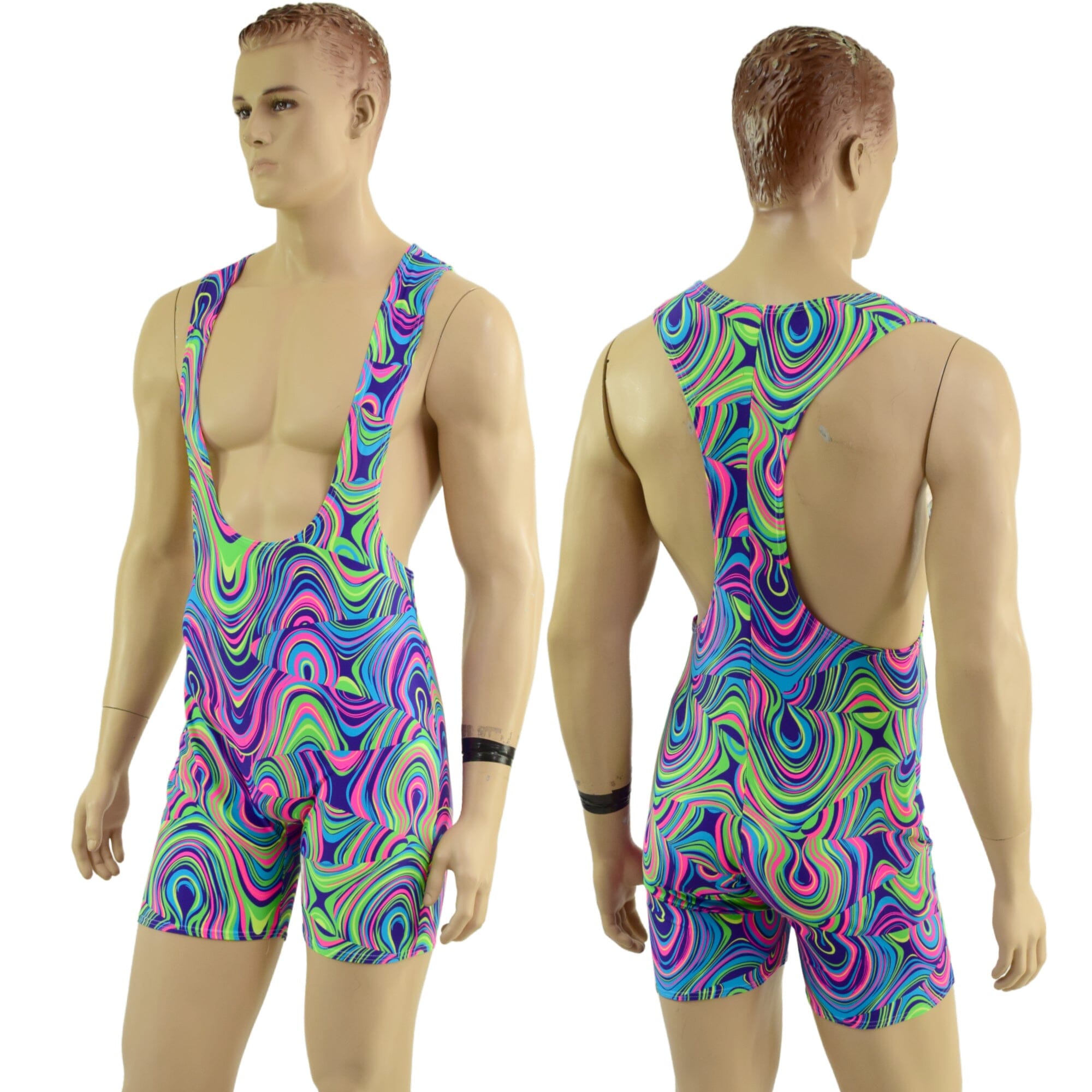 Mens Muscle Cut Y Back Singlet in Glow Worm