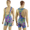 Mens Muscle Cut Y Back Singlet in Glow Worm - 1