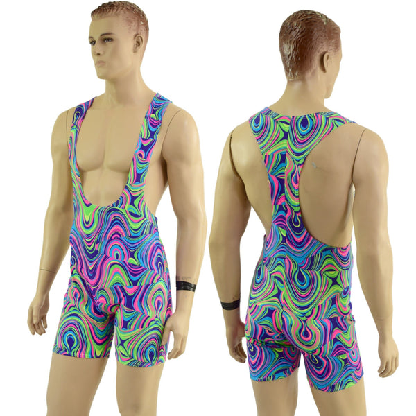 Mens Muscle Cut Y Back Singlet in Glow Worm - 1