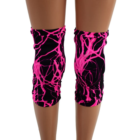 Mens or Womens Neon Pink Lightning Wrestling Knee Pad Covers