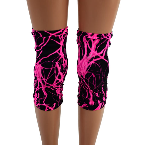 Mens or Womens Neon Pink Lightning Wrestling Knee Pad Covers - Coquetry Clothing