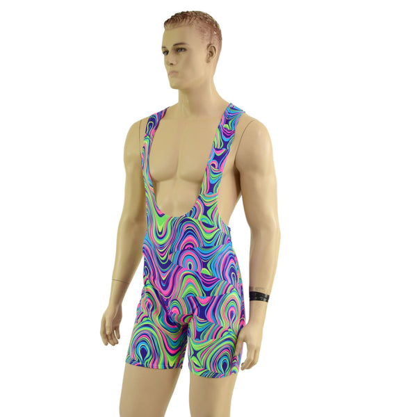 Mens Muscle Cut Y Back Singlet in Glow Worm - 5