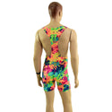 Mens Muscle Cut Y Back Singlet in Acid Splash - 4