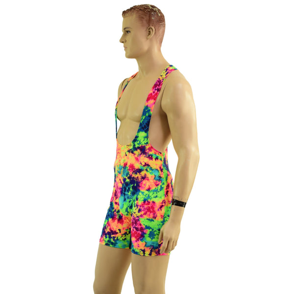 Mens Muscle Cut Y Back Singlet in Acid Splash - 2