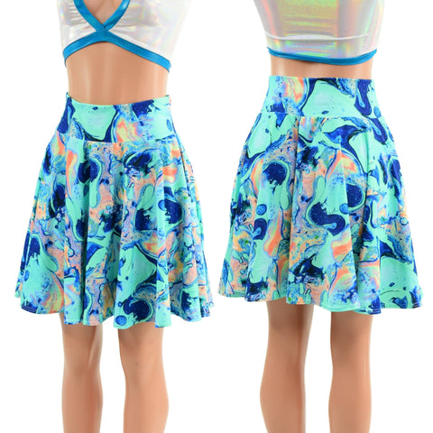 Lapis Lagoon Pocket Skater Skirt - Coquetry Clothing