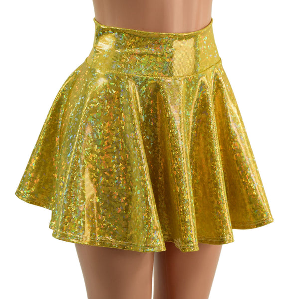 Gold Kaleidoscope Circle Cut Mini Skirt - 1