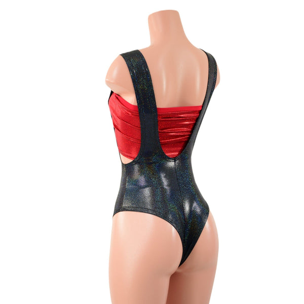 Brazilian Back Suspender Romper in Black Holographic (top sold separately) - 4