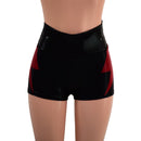 Black Metallic High Waist Shorts With Coagulant Hip Bolts - Coquetry Clothing