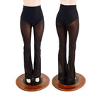 Black Zen Bootcut Leggings with Siren cut and Black Mesh Legs - Coquetry Clothing