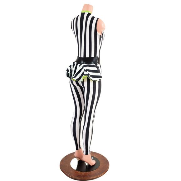 Plunging V Catsuit with Ruffle Rump and V Front Waistband - Coquetry Clothing