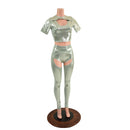 3PC Nirvana Top, Siren Shorts, and Midrise Chaps Set in Platinum - Coquetry Clothing