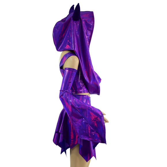 5PC Purple Monster Set with Horned Festival Hood - Coquetry Clothing