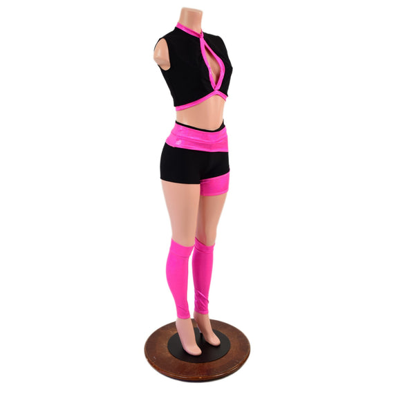 5PC Top, Shorts, Legwarmers & Garter Set - Coquetry Clothing