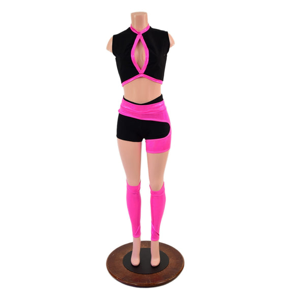 5PC Top, Shorts, Legwarmers & Garter Set - Coquetry Clothing
