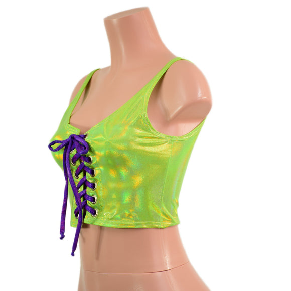 6" Mini Lace Up Crop Tank with Skinny Straps - Coquetry Clothing