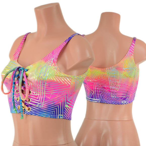 6" Mini Lace Up Crop Tank with Skinny Straps - Coquetry Clothing