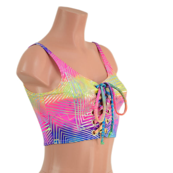 6" Mini Lace Up Crop Tank with Skinny Straps - Coquetry Clothing