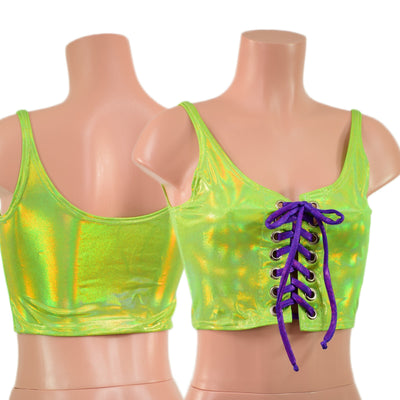 6" Mini Lace Up Crop Tank with Skinny Straps - Coquetry Clothing