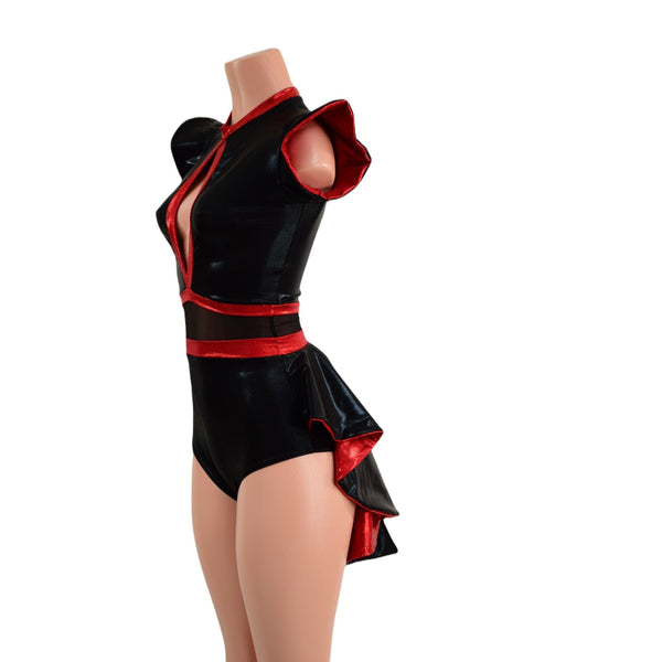 Black & Red Romper with MINI Tuxedo Tails - 2