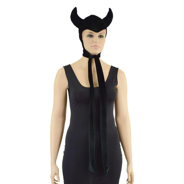 Vintage Style Black Velvet Devil Bonnet - 2