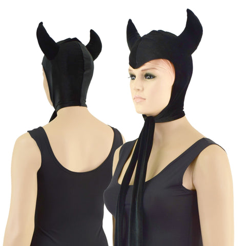 Vintage Style Black Velvet Devil Bonnet - Coquetry Clothing