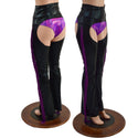 Black Mystique Bootcut Chaps with Purple Fringe - 1