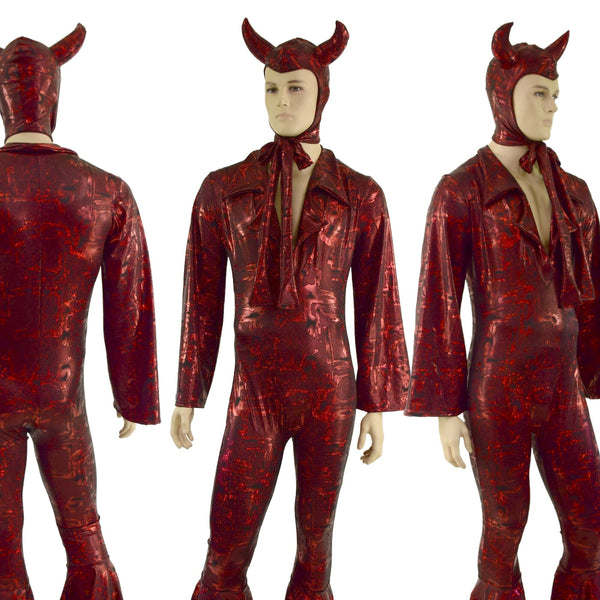 Mens Primeval Red Devil Suit and Horned Bonnet - 5