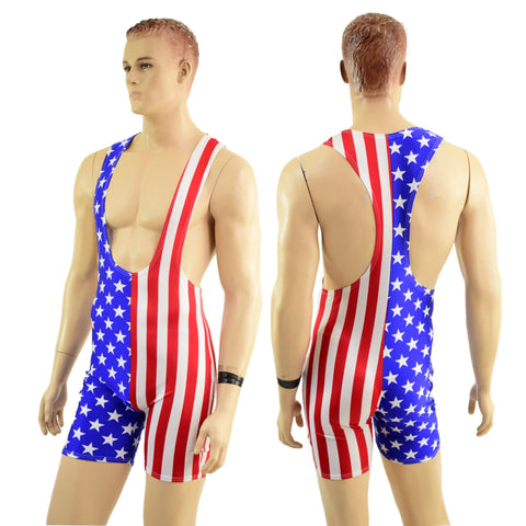 Mens Muscle Cut Y Back Singlet in Stars and Stripes - Coquetry Clothing