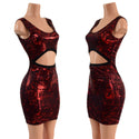 Primeval Red Bodycon Tank Dress with Ribcage Cutout - 1