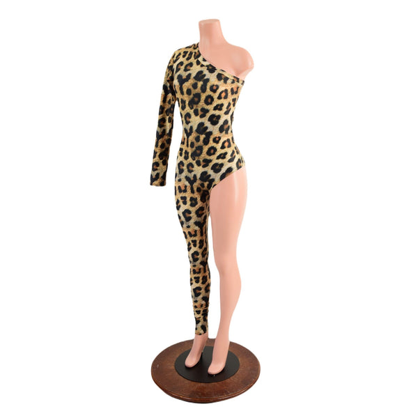 Asymmetrical Leopard Print Catsuit - 3