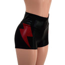 Black Metallic High Waist Shorts With Coagulant Hip Bolts - Coquetry Clothing