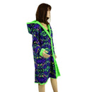 Neon UFO Minky and Neon Melt Reversible A Line Coat - Coquetry Clothing