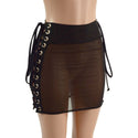 Mesh Bodycon Skirt with Laceup Hips - 1