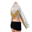 Rodeo Style Crop Top with Collar, Cuffs, Yoke Fringe and Snaps-3