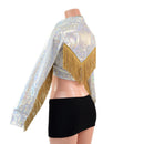 Rodeo Style Crop Top with Collar, Cuffs, Yoke Fringe and Snaps-4