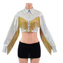 Rodeo Style Crop Top with Collar, Cuffs, Yoke Fringe and Snaps-5