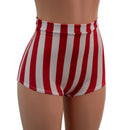 High Waist Pinup Shorts with Boy Cut Leg in Vertical Red and White Stripe-2