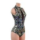 Cracked Tiles Backless Keyhole Romper-2