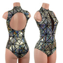 Cracked Tiles Backless Keyhole Romper-1