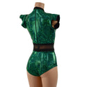 Green Kaleidoscope Keyhole & Mesh Romper - 2