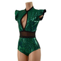 Green Kaleidoscope Keyhole & Mesh Romper - 3