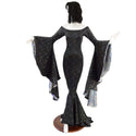 Off Shoulder Star Noir Sorceress Sleeve Gown with Scoop Neck and Silver Kaleidoscope Sleeve Linings - 2