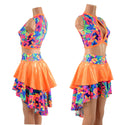 Neon Keyhole Top and Hi Lo Tiered Skirt Set - 1