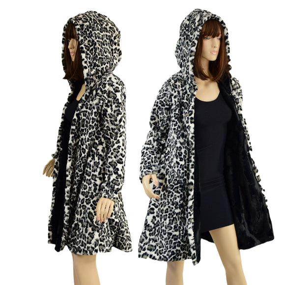 Double Minky Reversible A Line Coat - Coquetry Clothing
