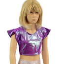 Girls Flip Sleeve Crop Top in Plumeria-1
